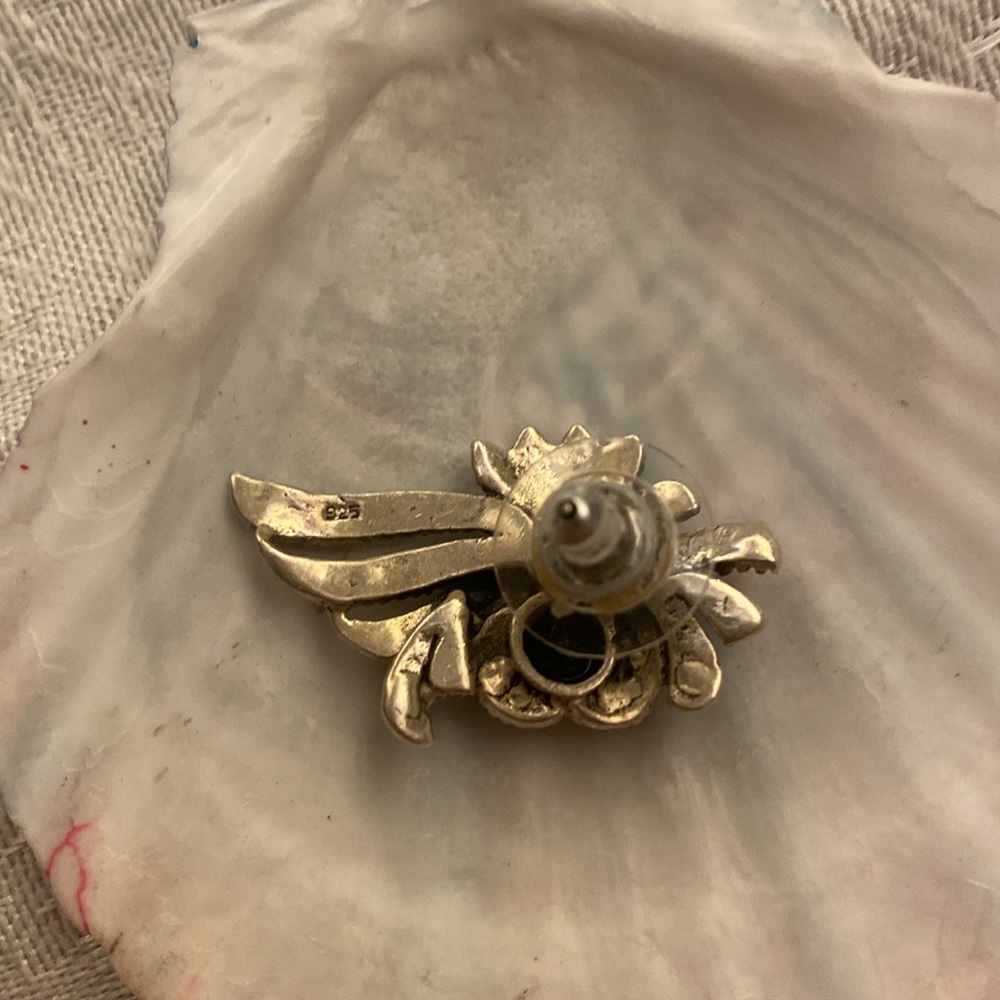 Sterling Silver and Marcasite vintage, beautiful earrings look like wings 925 - Picture 3 of 4
